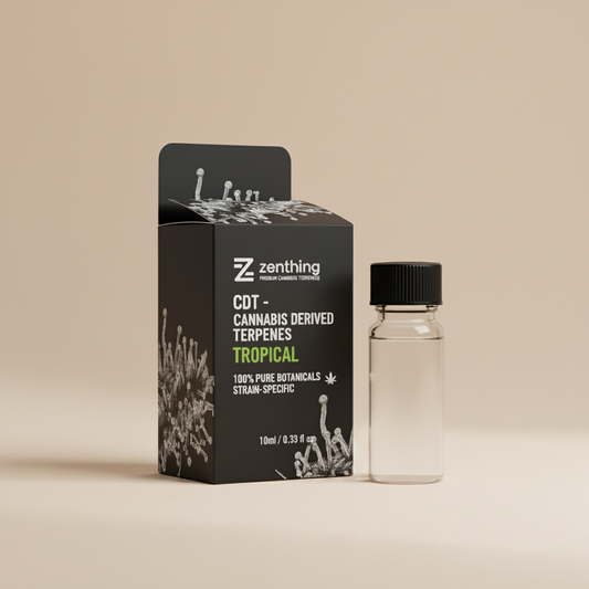 Zenthing - Cannabis derived terpenes packaging with a bottle