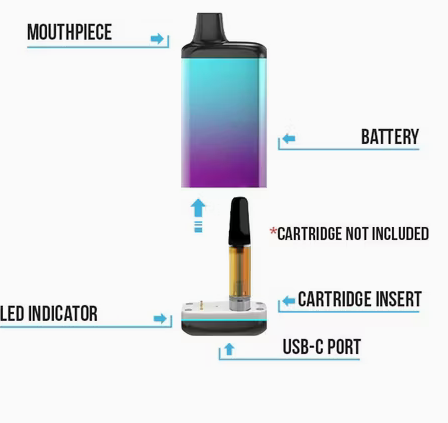 510 Thread Vape Battery - Hidden Cartridge Design